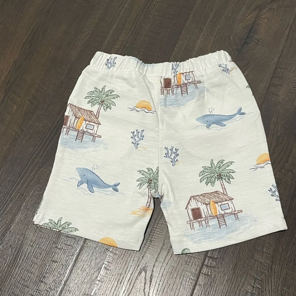 Light Blue 'Make Waves' Kids Pajama Set with Printed Shorts - Picture 7 of 9